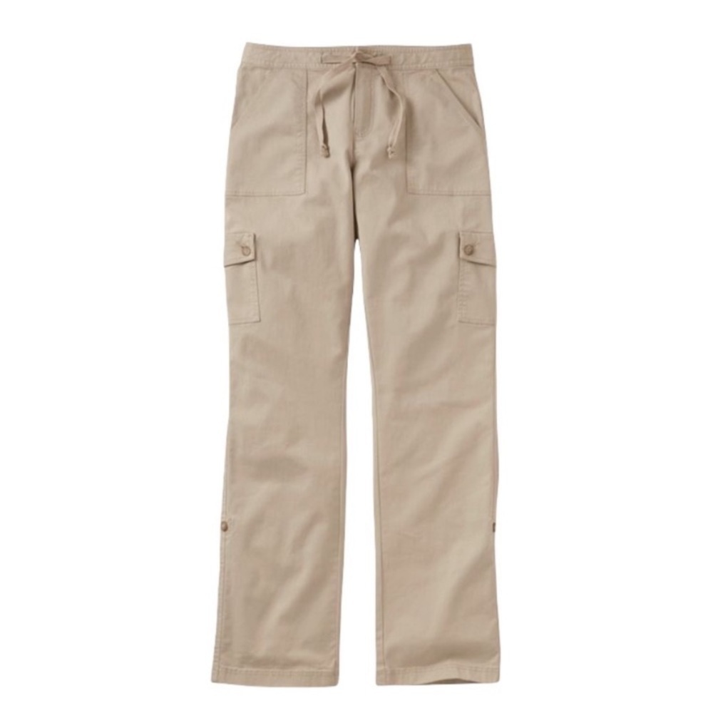 LL Bean Womens Roll Up Favorite Fit Cargo Pants Tan 4T Casual Lightweight Tall